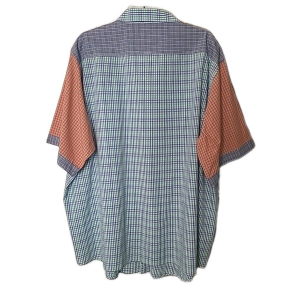 Bristol & Bull Shirt Mens 4X Blue Orange Checkered Plaid Button Up Short Sleeve - Picture 2 of 8